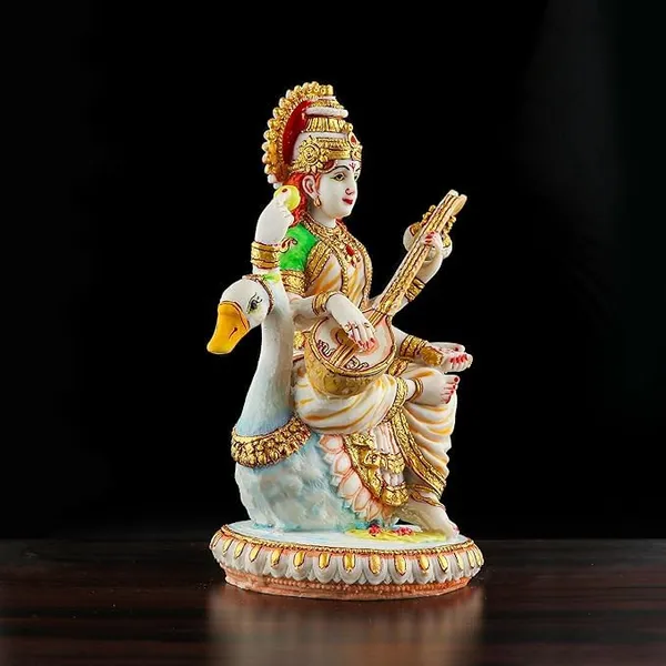 Beautiful_Sitting_Saraswati_for_Home_Decoration-Height-8.5_inches-Marble_Finish-Resin_8.5_inch