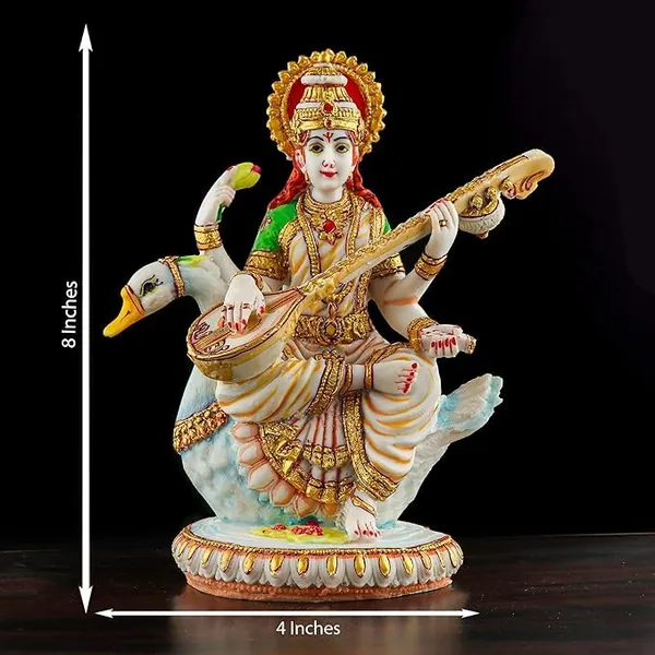 Beautiful_Sitting_Saraswati_for_Home_Decoration-Height-8.5_inches-Marble_Finish-Resin_8.5_inch