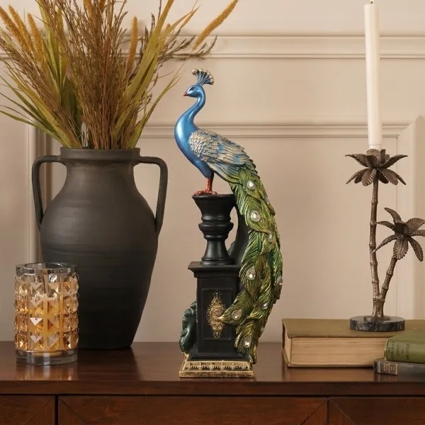 Ornate_Blue_Majestic_Peacock_Pedestal_Statue_with_Jeweled_Tail_(style1)