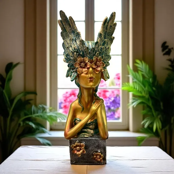 Golden_Winged_Crown_Head_Lady_Iconic_Statement_Piece_Showpiece_Set_of_2