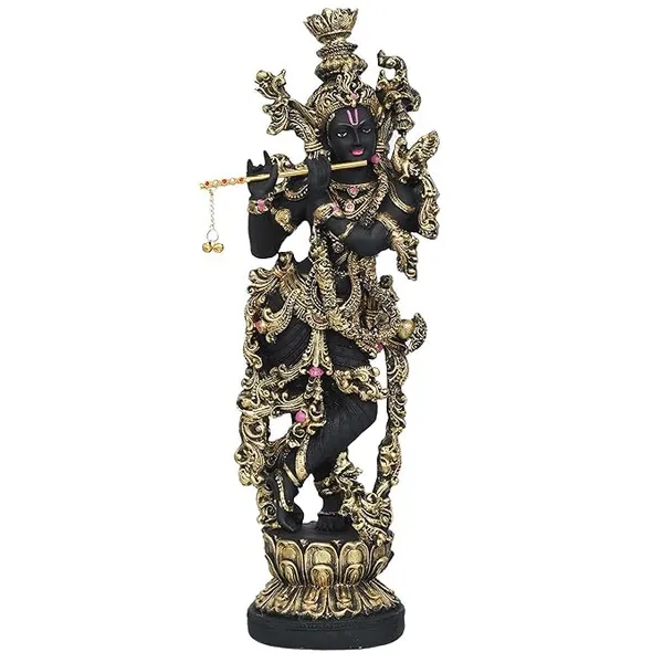 Handcrafted_Polyresin_Golden_&_Black_Standing_Lord_Krishna_Idol_Playing_Flute_Statue_for_Home_Living_Room,_Temple,_Pooja_Room,_Office_Decor_-_Gift_for_Krishna_Janmashtami