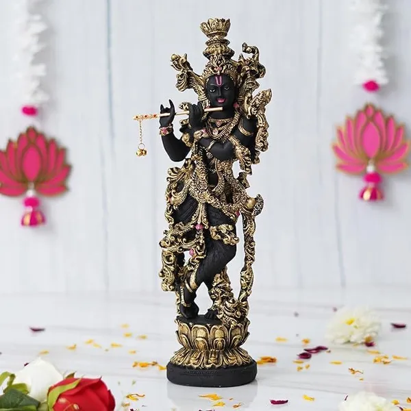 Handcrafted_Polyresin_Golden_&_Black_Standing_Lord_Krishna_Idol_Playing_Flute_Statue_for_Home_Living_Room,_Temple,_Pooja_Room,_Office_Decor_-_Gift_for_Krishna_Janmashtami