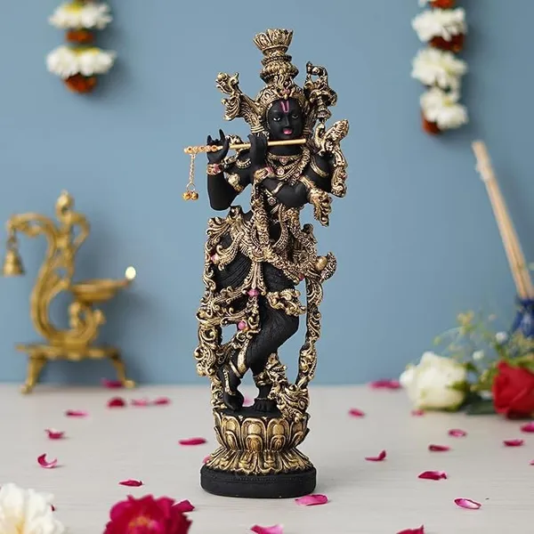 Handcrafted_Polyresin_Golden_&_Black_Standing_Lord_Krishna_Idol_Playing_Flute_Statue_for_Home_Living_Room,_Temple,_Pooja_Room,_Office_Decor_-_Gift_for_Krishna_Janmashtami