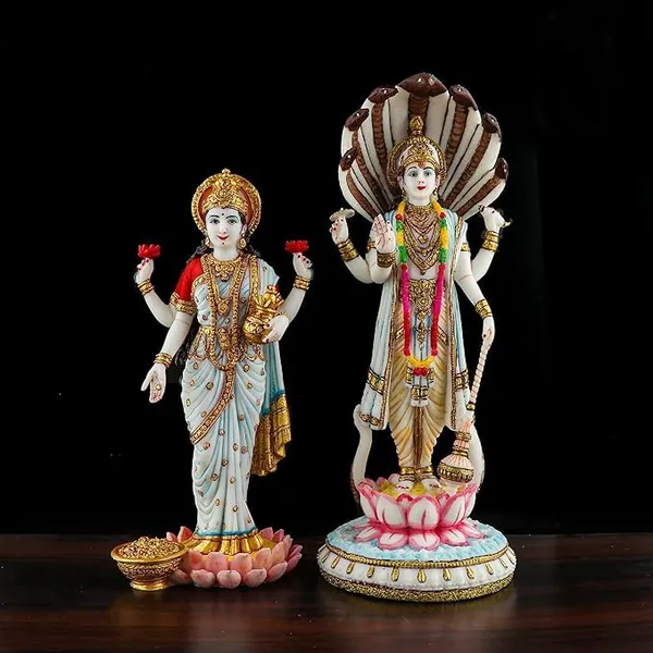Polyresin_Lord_Vishnu_with_Maa_Lakshmi_Statue_Idol_Murti_with_Standing_on_Lotus_Base_with_Sheshnag_for_Office_Home_Lakshmi_Narayan_Avatar_Spiritual_Showpiece_Figurine