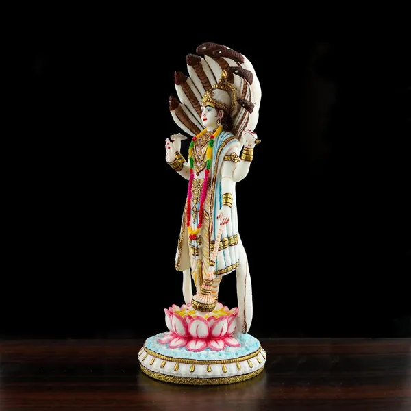 Polyresin_Lord_Vishnu_with_Maa_Lakshmi_Statue_Idol_Murti_with_Standing_on_Lotus_Base_with_Sheshnag_for_Office_Home_Lakshmi_Narayan_Avatar_Spiritual_Showpiece_Figurine