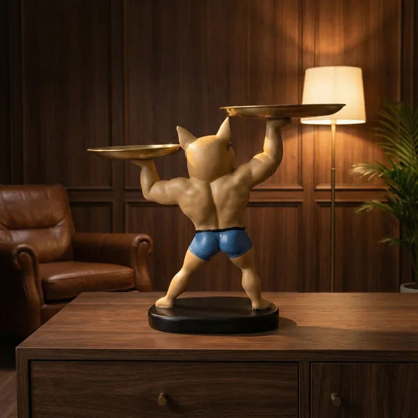 Shopping_Uncle_Body_Builder_Streetwear_French_Bulldog_Buttler_with_Tray