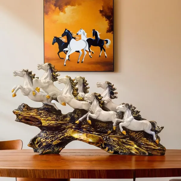 White_7_Running_Horses_on_Golden_Wave_Base_Figurine_Decorative_Showpiece_For_Fengshui__Home_Decor_Showpiece