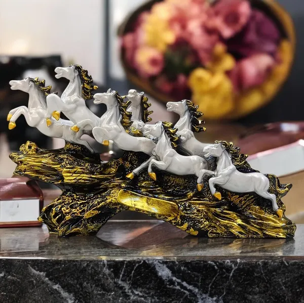 White_7_Running_Horses_on_Golden_Wave_Base_Figurine_Decorative_Showpiece_For_Fengshui__Home_Decor_Showpiece