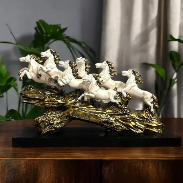 White_7_Running_Horses_on_Golden_Wave_Base_Figurine_Decorative_Showpiece_For_Fengshui__Home_Decor_Showpiece