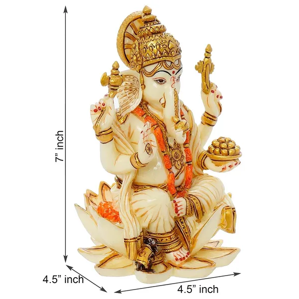 White_&_Golden_God_Ganesh_Ji_Idol_Murti_For_Diwali_Pooja_idols_Gifts__(13L_X_13W_X_18H_Centimeters)