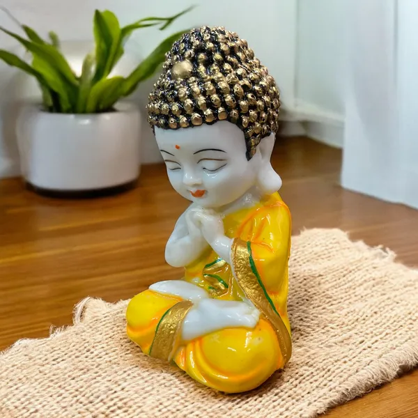 White_&_Yellow_Praying_Baby_Monk_Buddha_At_Peace