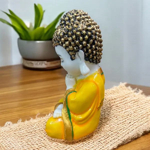 White_&_Yellow_Praying_Baby_Monk_Buddha_At_Peace