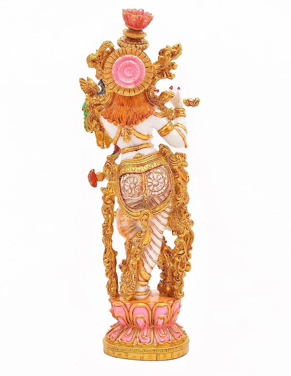 White_and_Golden_Lord_Krishna_idol_murti_for_Pooja_Mandir_Idols_and_Gift_(14Hx4W_Inch)