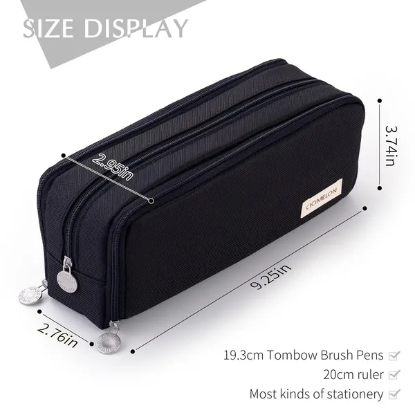 Black_Large_Capacity_Pencil_Case_with_3_Compartments_(21.5_X_7_X_9_Cm)