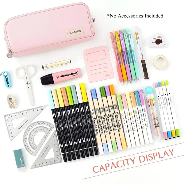 Pink_Large_Capacity_Pencil_Case_with_3_Compartments_for_Girl_Boy_(21.5_X_7_X_9_Cm)