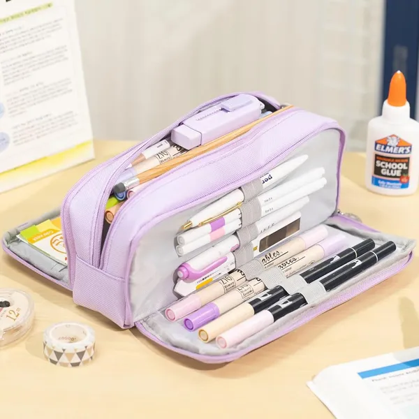 Purple_Large_Capacity_Pencil_Case_with_3_Compartments_(21.5_X_7_X_9_Cm)