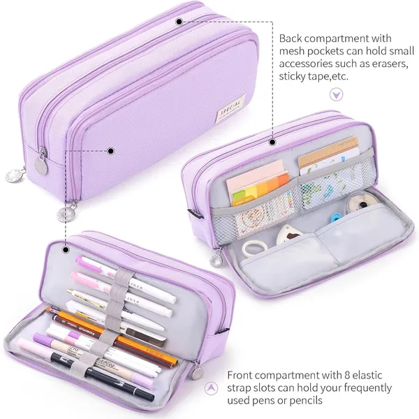Purple_Large_Capacity_Pencil_Case_with_3_Compartments_(21.5_X_7_X_9_Cm)