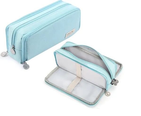 Sky_Blue_Large_Capacity_Pencil_Case_with_3_Compartments_for_Girl_Boy_(21.5_X_7_X_9_Cm)