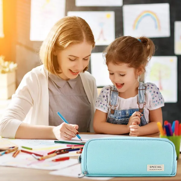 Sky_Blue_Large_Capacity_Pencil_Case_with_3_Compartments_for_Girl_Boy_(21.5_X_7_X_9_Cm)