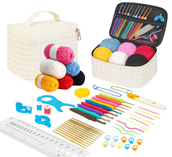 GDNK_59_Pcs_Crochet_Kit_Set_for_Beginner_Adults_Kids_Starter_Kit_Crochet_Needles_Set_Crochet_Kit_Include_6_Yarn_Crochet_Hooks_Stitch_Markers_Storage_Bag_All_in_One_Crochet_Hook_Set_with_Crochet_Yarn
