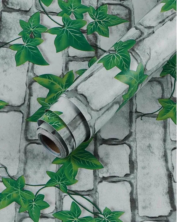 White_&_Green_Stone_with_Veins_Self_Adhesive_Leaf_Wallpaper_(Ã¢â‚¬Å½45L_X_500W_Cm)