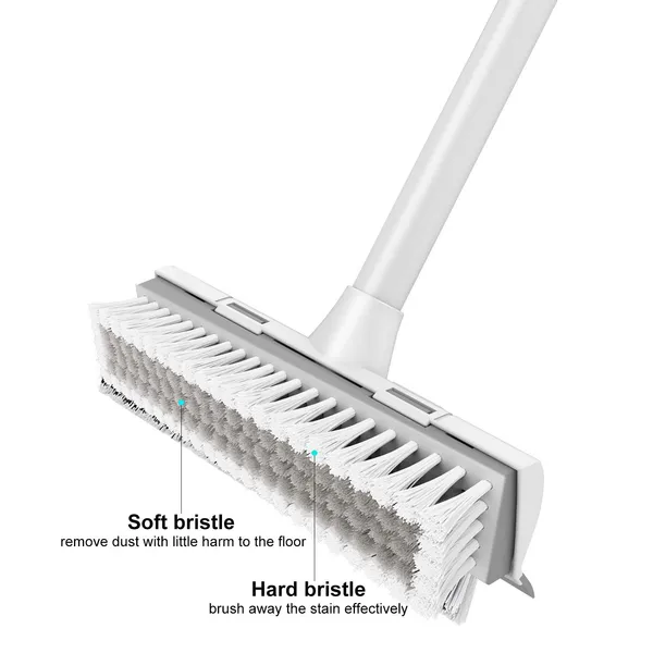 White_2_in_1_Bathroom_Cleaning_Brush_with_Wiper_Floor_Scrub_Brush_with_Long_Stainless_Steel_Handle_(Ã¢â‚¬Å½25L_X_6W_X_106H_Cm)
