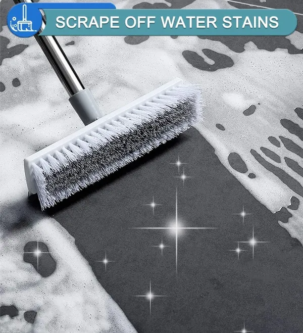 White_2_in_1_Bathroom_Cleaning_Brush_with_Wiper_Floor_Scrub_Brush_with_Long_Stainless_Steel_Handle_(Ã¢â‚¬Å½25L_X_6W_X_106H_Cm)