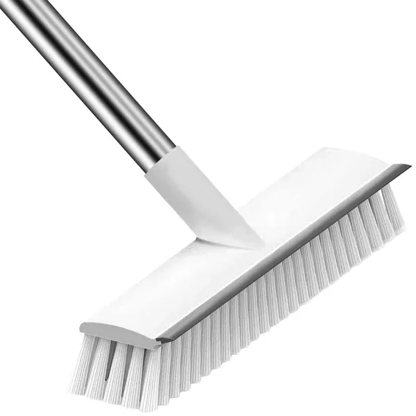 White_2_in_1_Bathroom_Cleaning_Brush_with_Wiper_Floor_Scrub_Brush_with_Long_Stainless_Steel_Handle_(Ã¢â‚¬Å½25L_X_6W_X_106H_Cm)