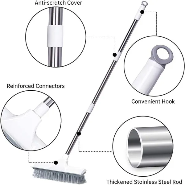 White_2_in_1_Bathroom_Cleaning_Brush_with_Wiper_Floor_Scrub_Brush_with_Long_Stainless_Steel_Handle_(Ã¢â‚¬Å½25L_X_6W_X_106H_Cm)