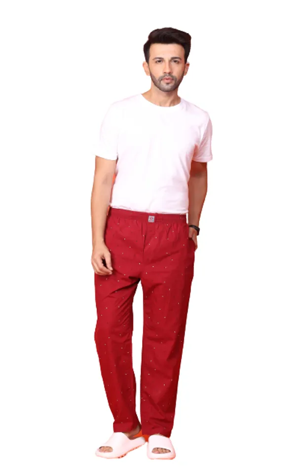 Red_Garnet_100%_Madras_Cotton_Lounge_Wear_Pyjamas_For_Men
