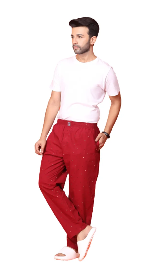 Red_Garnet_100%_Madras_Cotton_Lounge_Wear_Pyjamas_For_Men