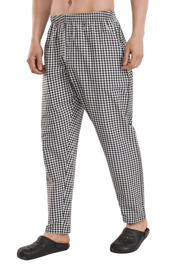 Black_And_White_Chessboard_100%_Madras_Cotton_Lounge_Wear_Pyjamas_For_Men