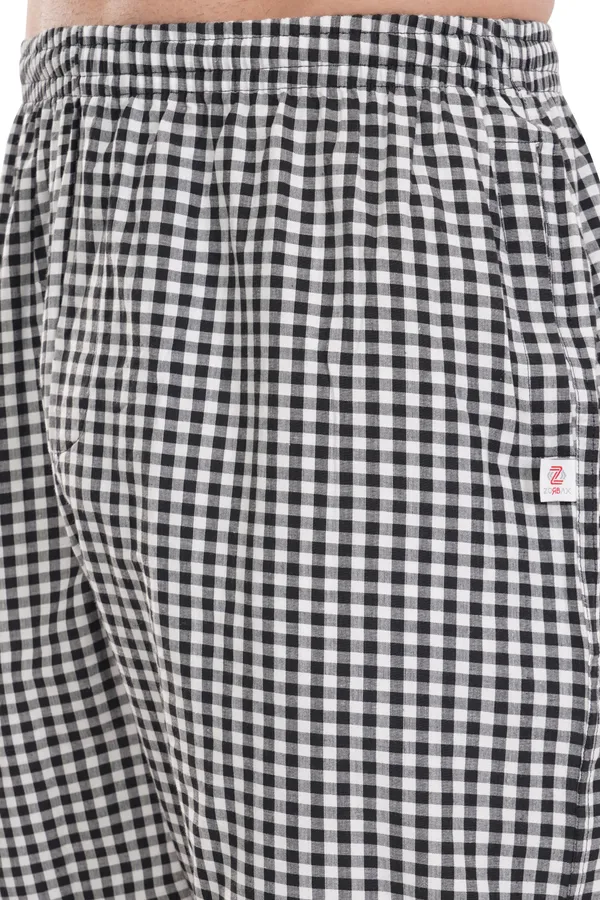 Black_And_White_Chessboard_100%_Madras_Cotton_Lounge_Wear_Pyjamas_For_Men