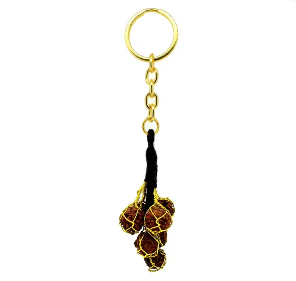 7_Pcs_Rudraksha_Beads_Key_Chain_Handmade_Spiritual_Key_Ring