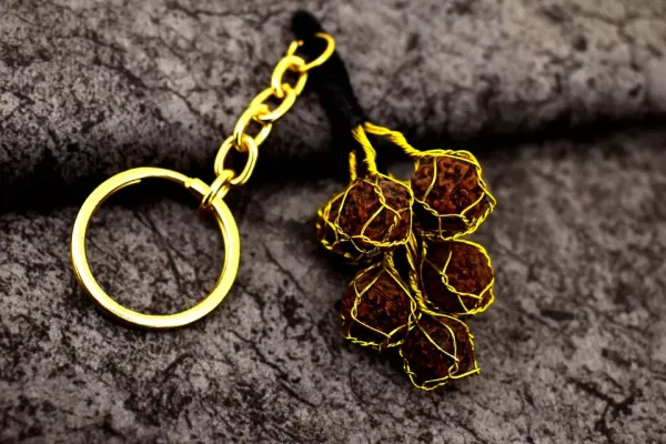 7_Pcs_Rudraksha_Beads_Key_Chain_Handmade_Spiritual_Key_Ring