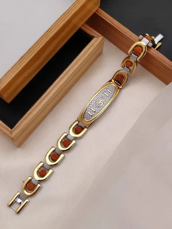 Gold_Plated_Om__Rudraksha_Bracelet_?_8.3_Inches_Length