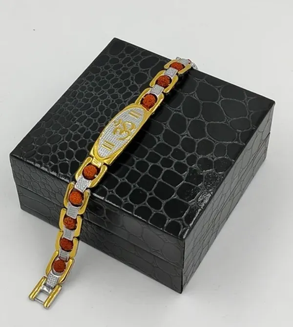 Gold_Plated_Om__Rudraksha_Bracelet_?_8.3_Inches_Length