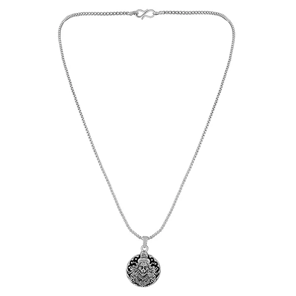 Rhodium-Plated_Circular_Bajrangbali_Hanuman_Oxidised_Pendant_with_Chain