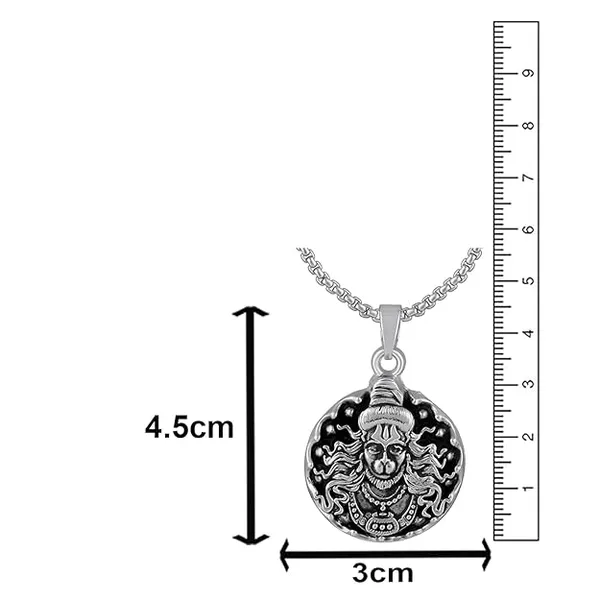 Rhodium-Plated_Circular_Bajrangbali_Hanuman_Oxidised_Pendant_with_Chain