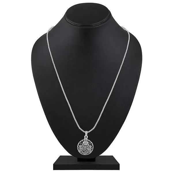 Rhodium-Plated_Circular_Bajrangbali_Hanuman_Oxidised_Pendant_with_Chain