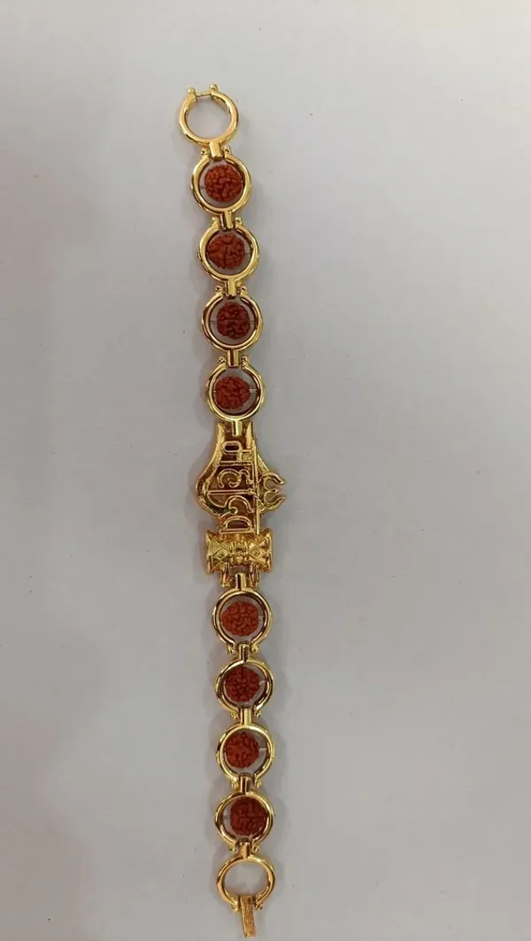 Stainless_Steel_Gold-Plated_Mahadev__Bracelet_with_Rudraksh