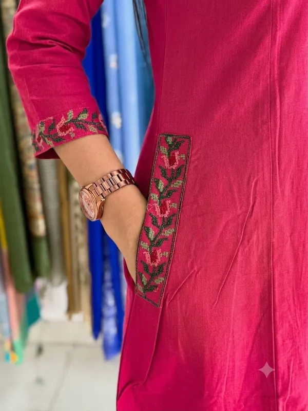 A-Line_Embroidery_Work_Pink_Cotton_Co_ord_Set