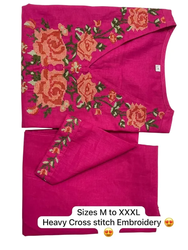 A-Line_Embroidery_Work_Pink_Cotton_Co_ord_Set