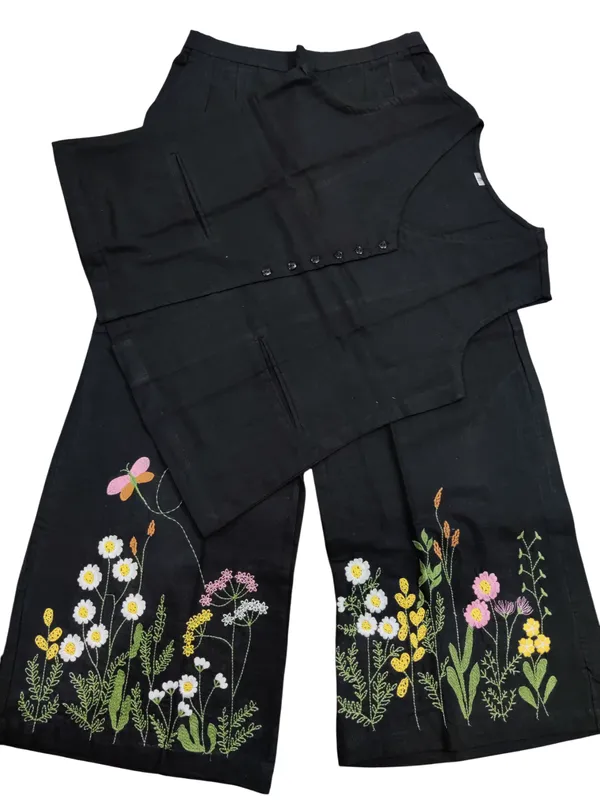 Embroidary_Work_Cotton_Slub_Black_Co_ord_Set