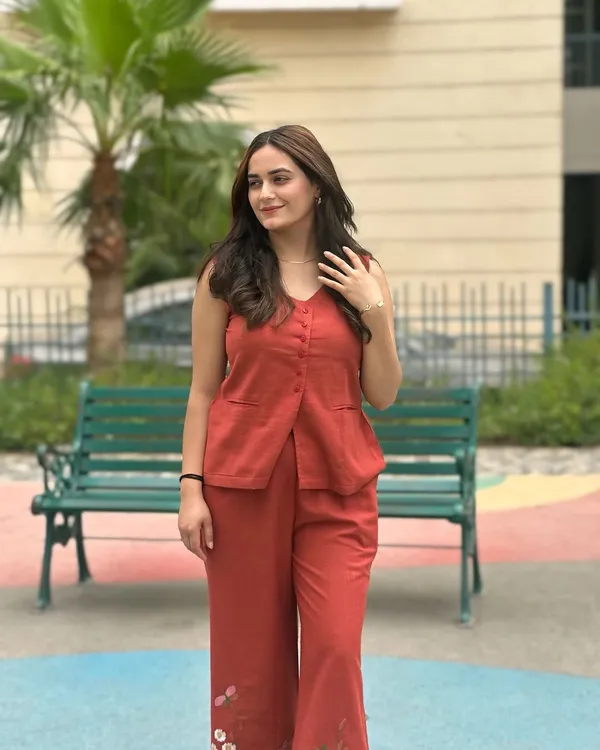 Embroidary_Work_Cotton_Slub_Rust_Co_ord_Set