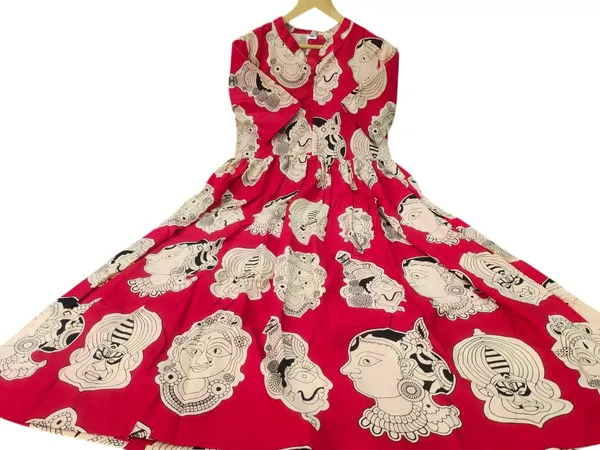 Beautiful_Madhubani_Print_Red_Cotton_Midi_Kurti