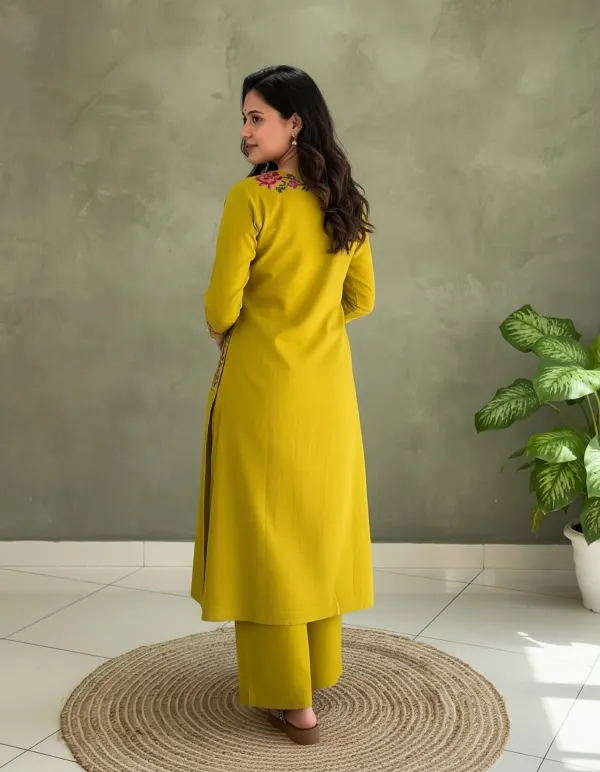 A-line_Embroidary_Work_Yellow_Cotton_Co_ord_Set