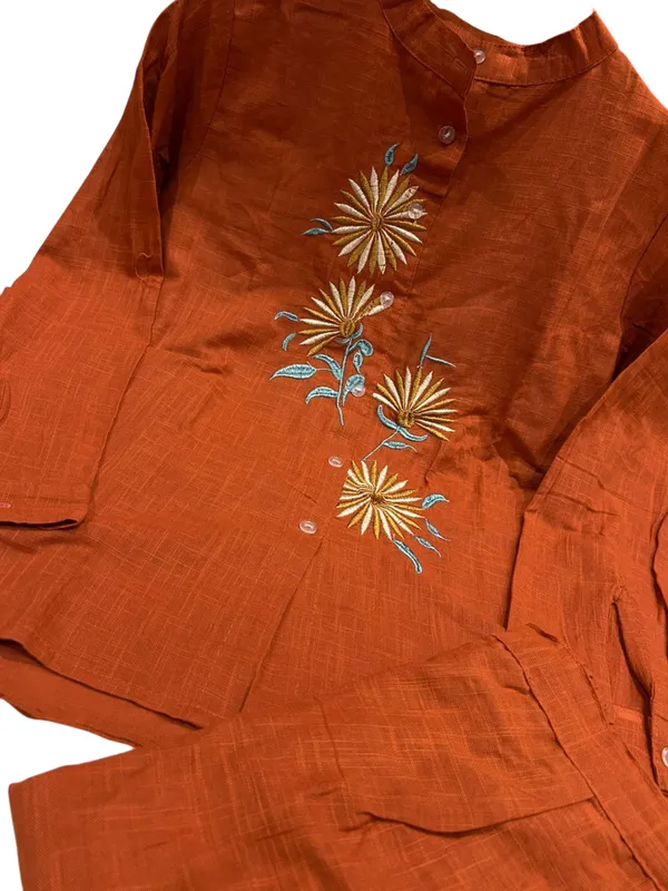 Rust_Emmbroidary_Work_Co_ord_Set