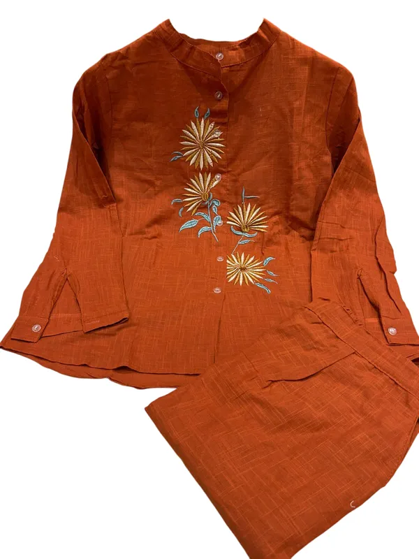 Rust_Emmbroidary_Work_Co_ord_Set