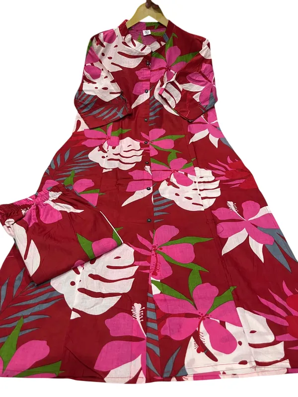 A-Line_Printed_Red_Cotton_Co_ord_Set